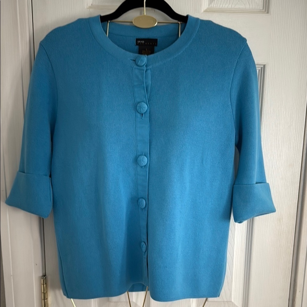 Grace 100% Cotton Blue Women's Cardigan Sweater